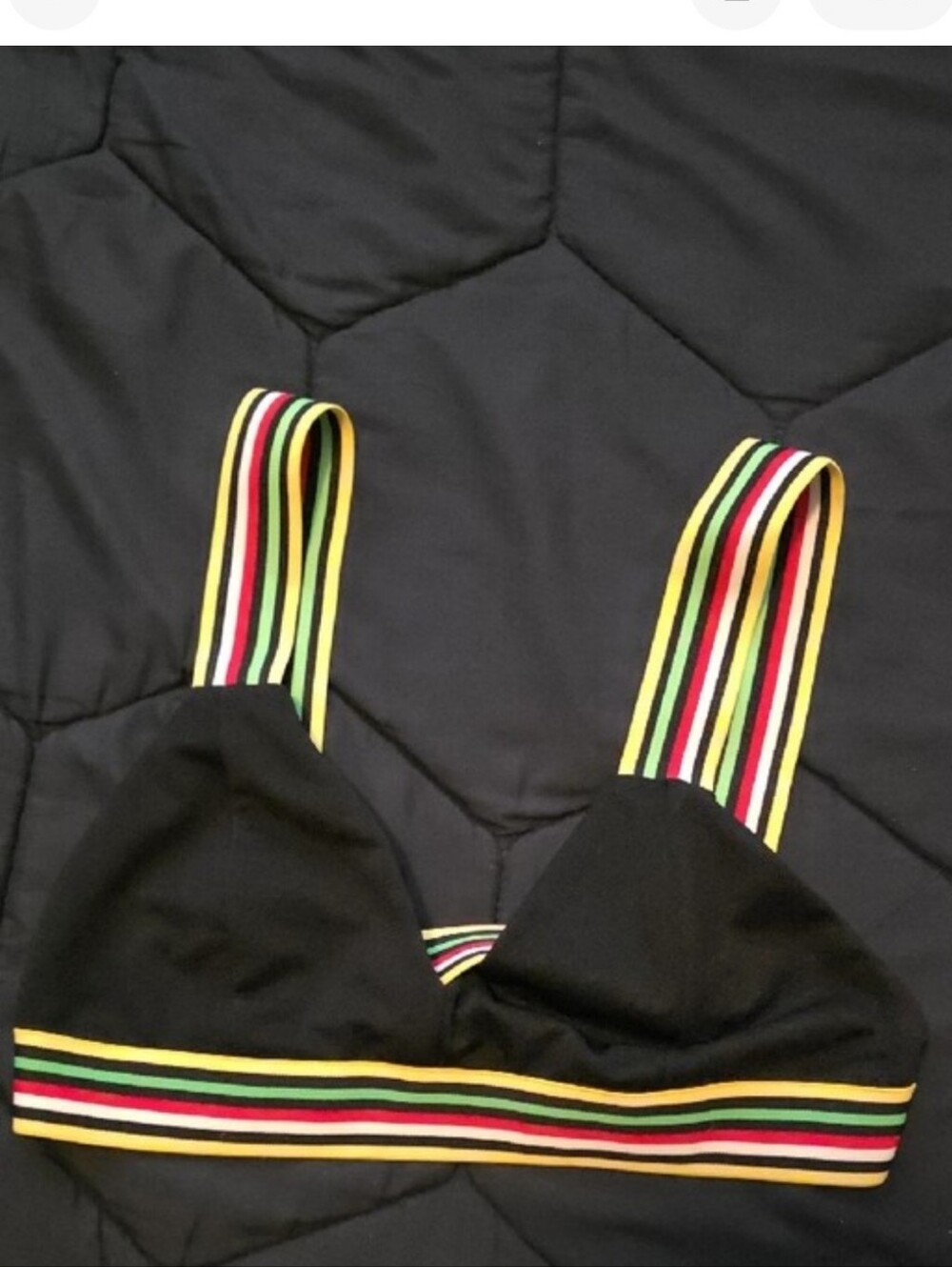Jasmine Black Sheer Mesh Swim Coverup with Multicolor Striped Trim